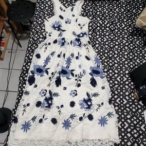 White and blue dress